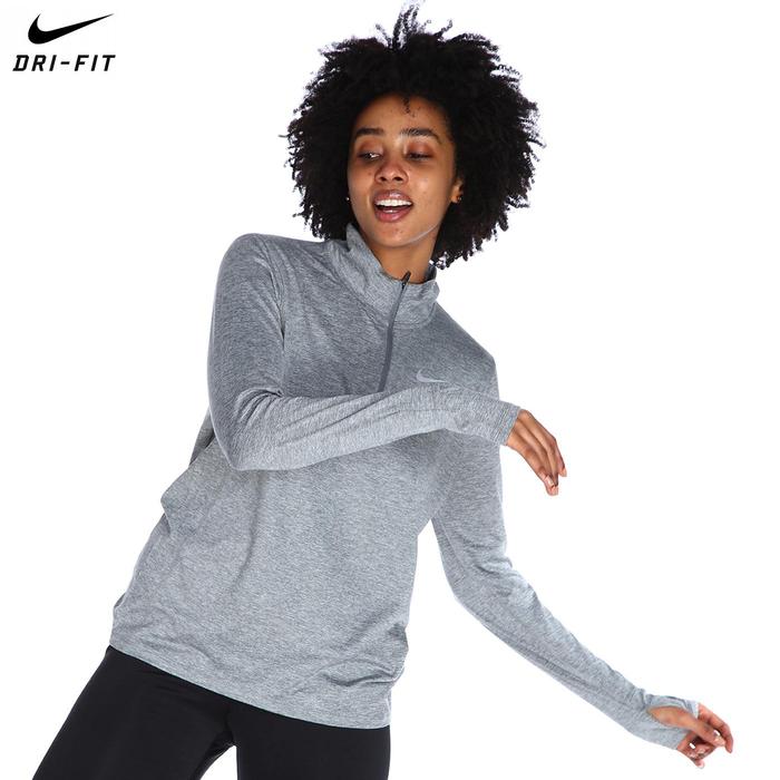 Nike Dri-Fit Element Top Hz Kadın Gri Koşu Uzun Kollu Tişört CU3220-084