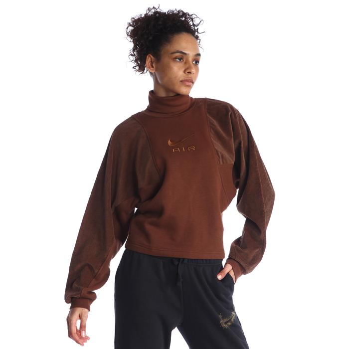 Nike Air Corduroy Fleece Top Kadın Kahverengi Günlük Stil Uzun Kollu Tişört DQ6924-259